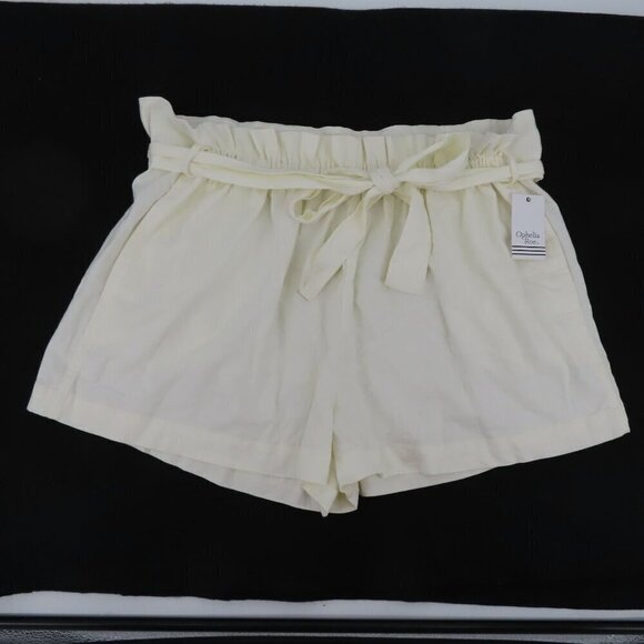 Ophelia Roe Womens Plus Size 3X White Ivory Linen Blend Paper Bag Shorts NEW - Picture 11 of 11